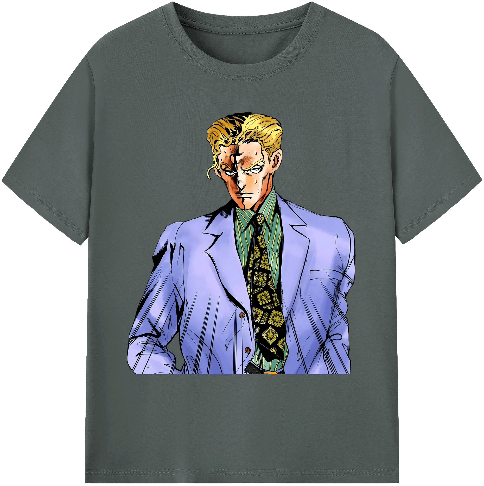（画像用） ジョジョの奇妙な冒険 きら よしかげ JoJo's Bizarre Adventure Kira Yoshikage 綿100％ メンズ半袖Tシャツ｜肌触りやわらか＆通気性